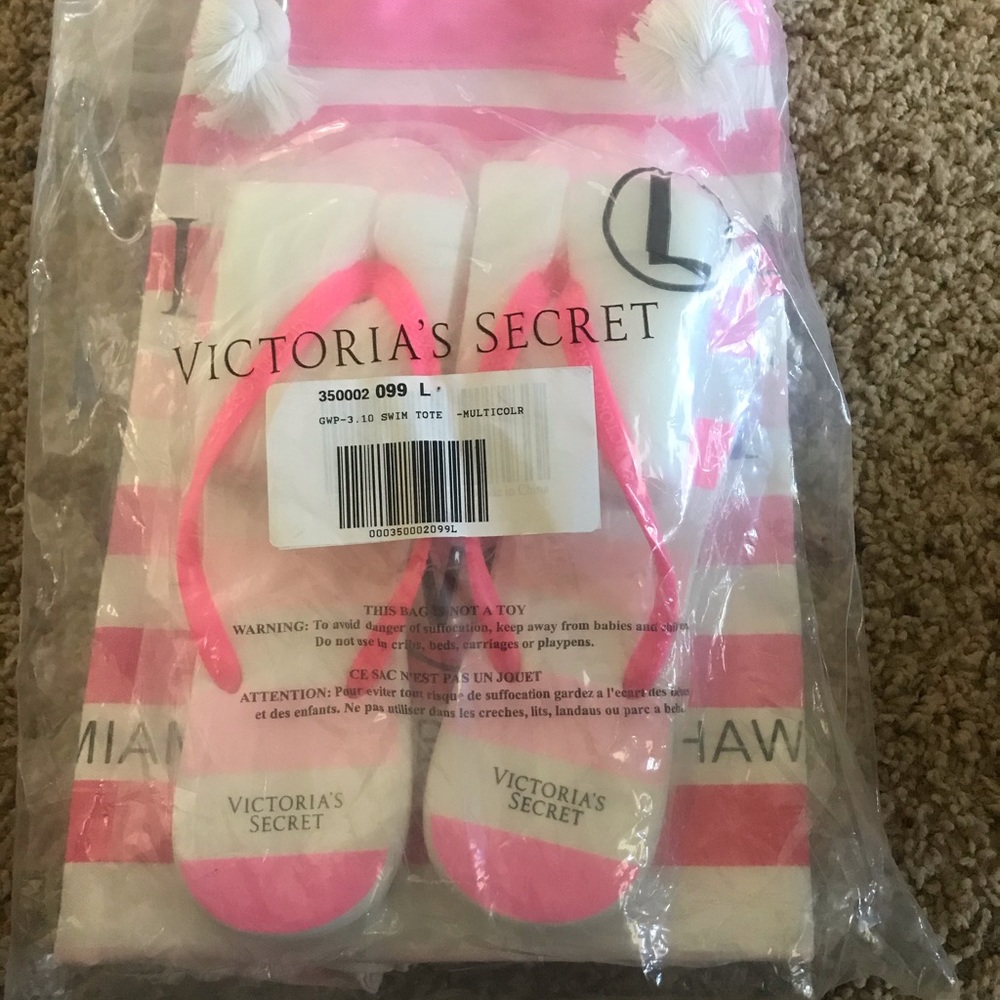 VS Swim Tote & Flip Flop Set! Large New!